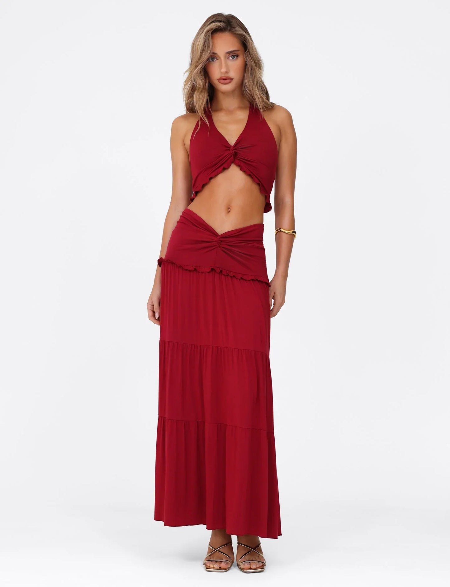 Coastal Bloom Halter Top + FREE Matching Maxi Skirt