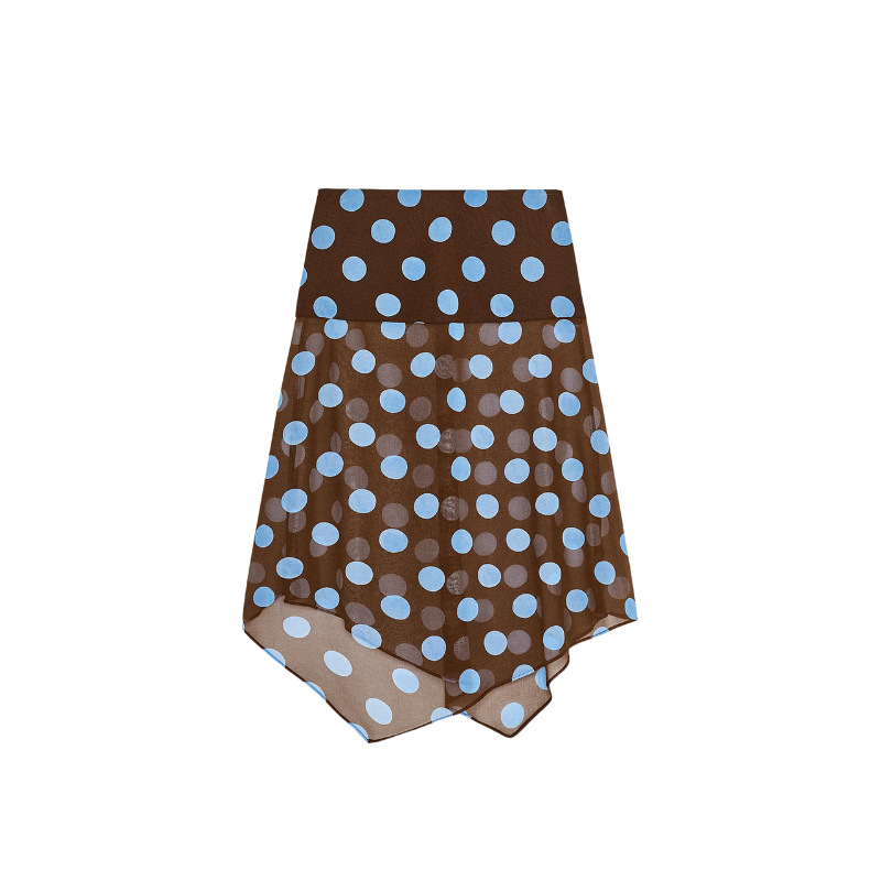 Polka Dot Asymmetric Maxi Skirt