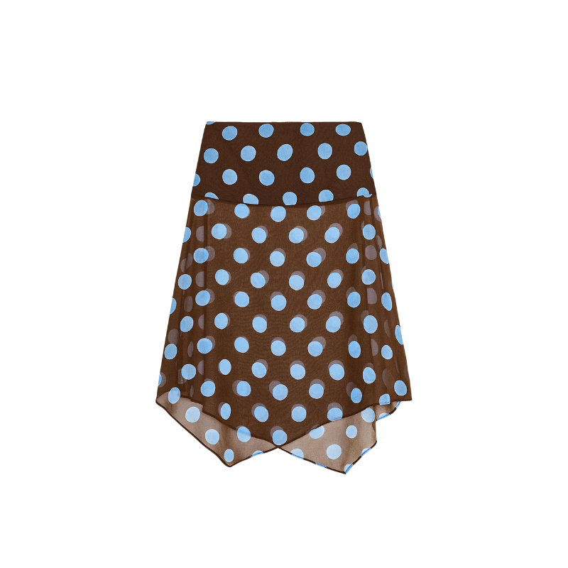 Polka Dot Asymmetric Maxi Skirt