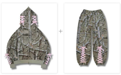 Camo Pink Bow Hoodie + FREE Sweatpants