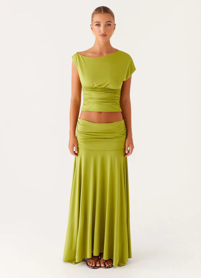 Liana Summer Top Green + FREE Matching Maxi Skirt