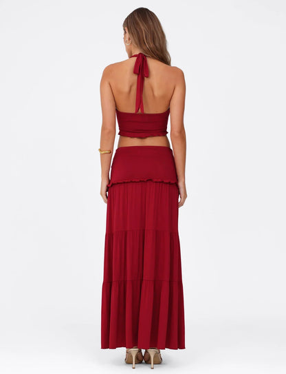 Coastal Bloom Halter Top + FREE Matching Maxi Skirt