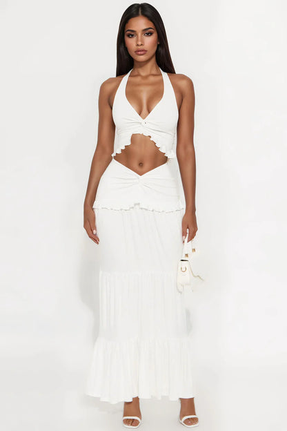 Coastal Bloom Halter Top + FREE Matching Maxi Skirt