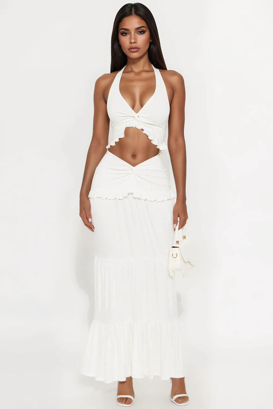 Coastal Bloom Halter Top + FREE Matching Maxi Skirt