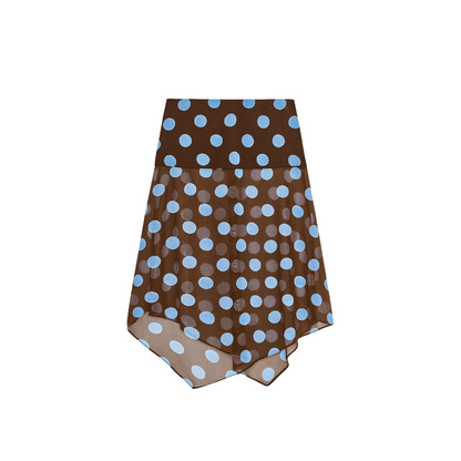 Polka Dot Asymmetric Maxi Skirt
