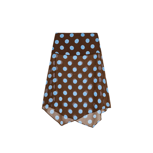 Polka Dot Asymmetric Maxi Skirt
